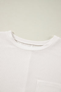 Plus Size Ribbed Corded Texture Long Sleeve Knit Shirt