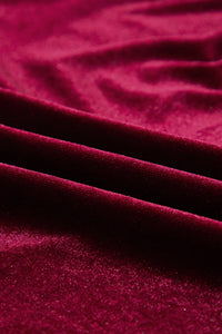 Burgundy Tie Back Neck Ruffled Sleeve Velour Blouse