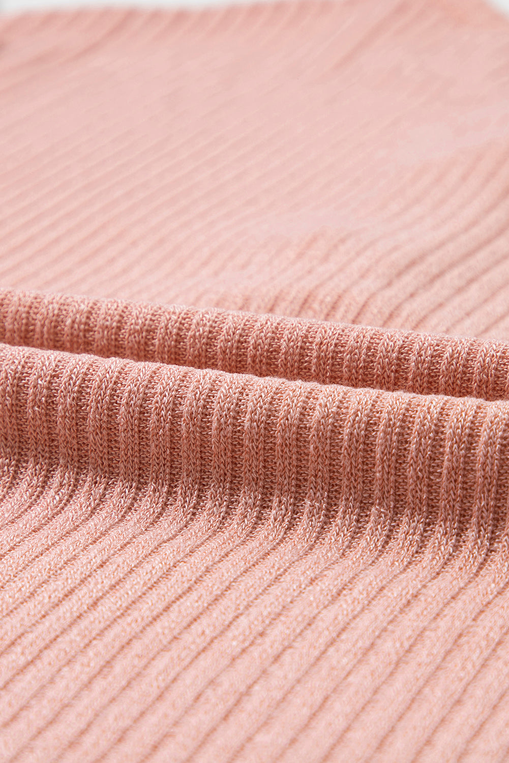 Rose Rib Textured Henley Knit Top