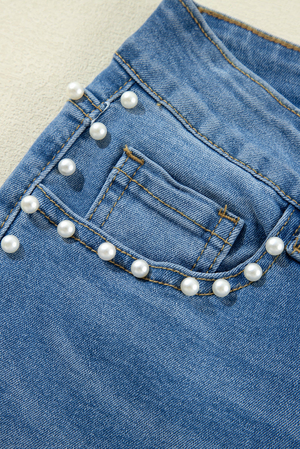 Pearl Accented Boot Cut Stretch Denim Jeans