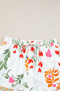 Ric Rac Trim Floral Short Sleeve Shirt and Shorts Outfit