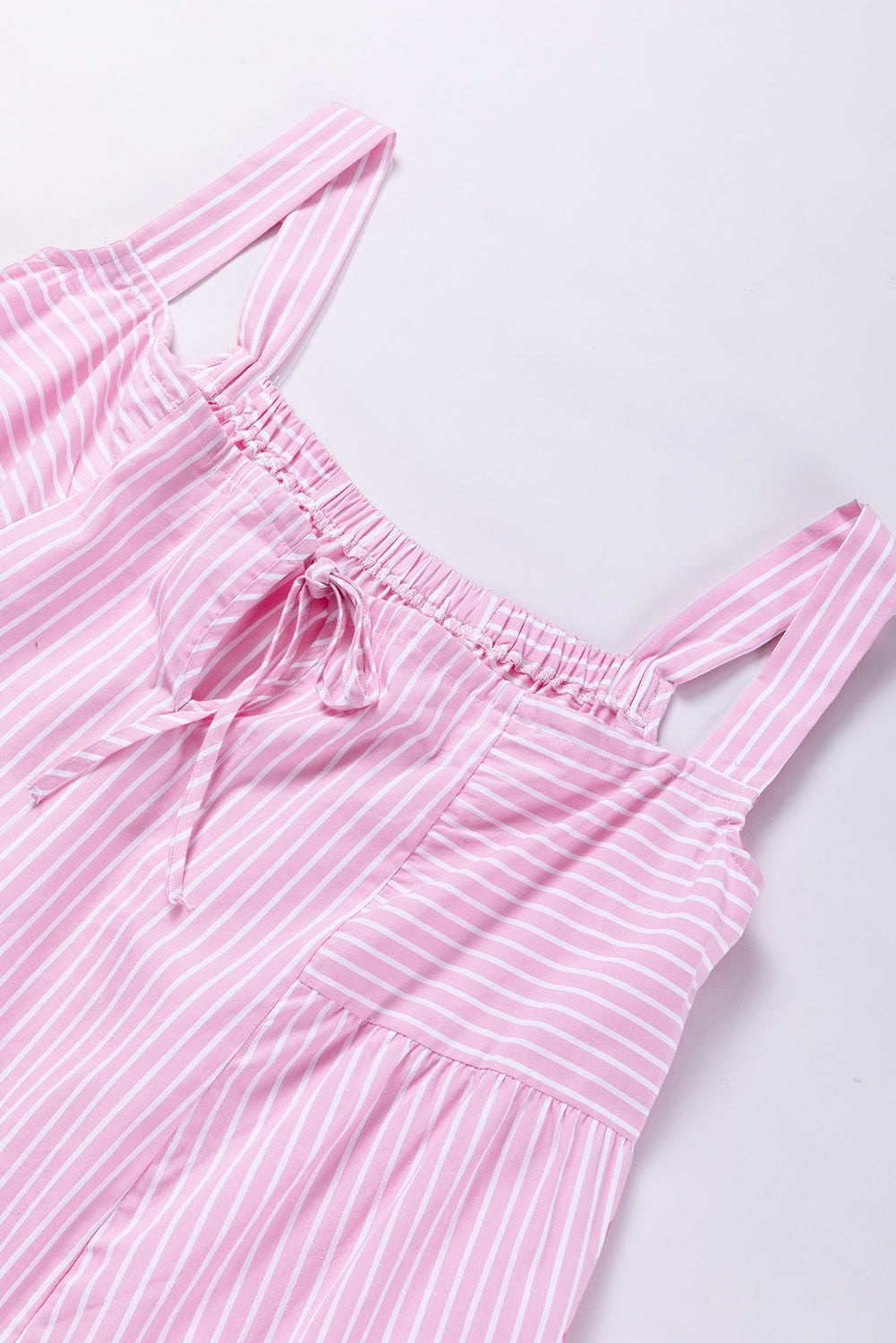 Pink Stripe Pinstriped Ruffled Hem Sleeveless Mini Flared Dress