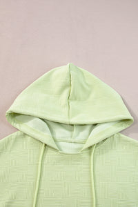 Light Green Textured Cropped Hoodie and Shorts Set