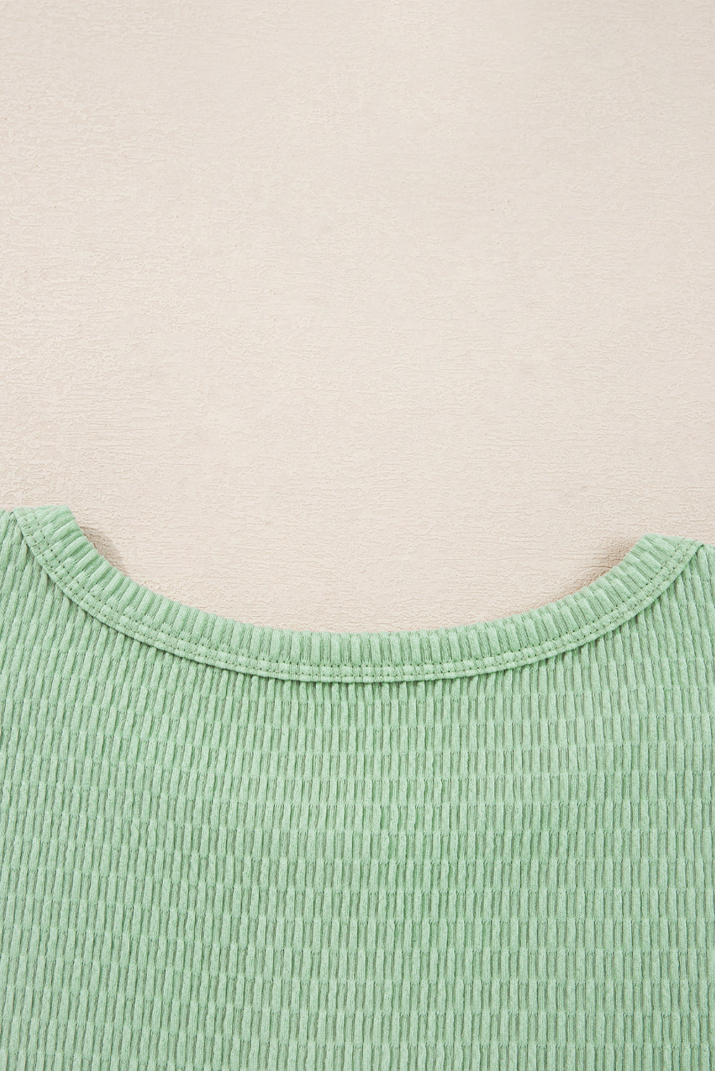 Sage Drop Shoulder Stripe Sleeve Textured Henley Top