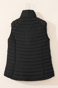 Quilted Full Zip Fuzzy Collar Puffer Vest