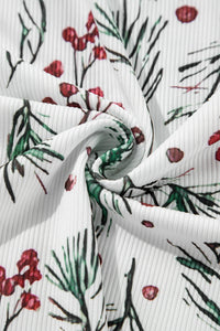 Holiday Holly Print on White Thermal Lounge Set