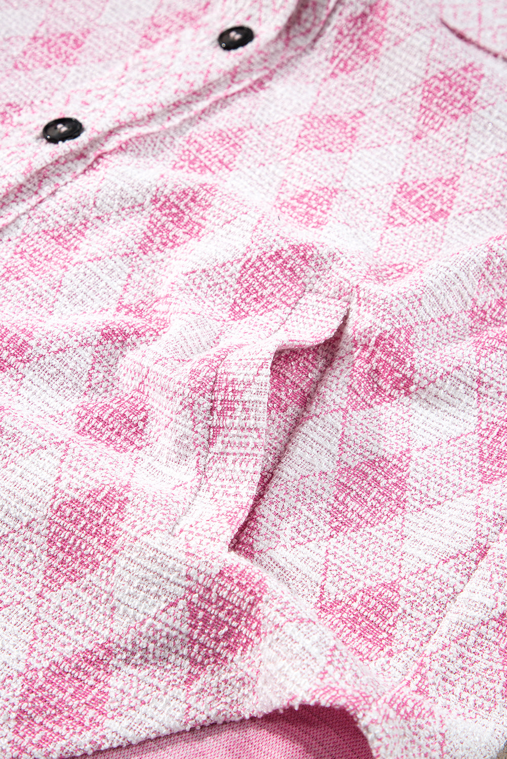 Pink Geometric Design Textured Button Up Shacket