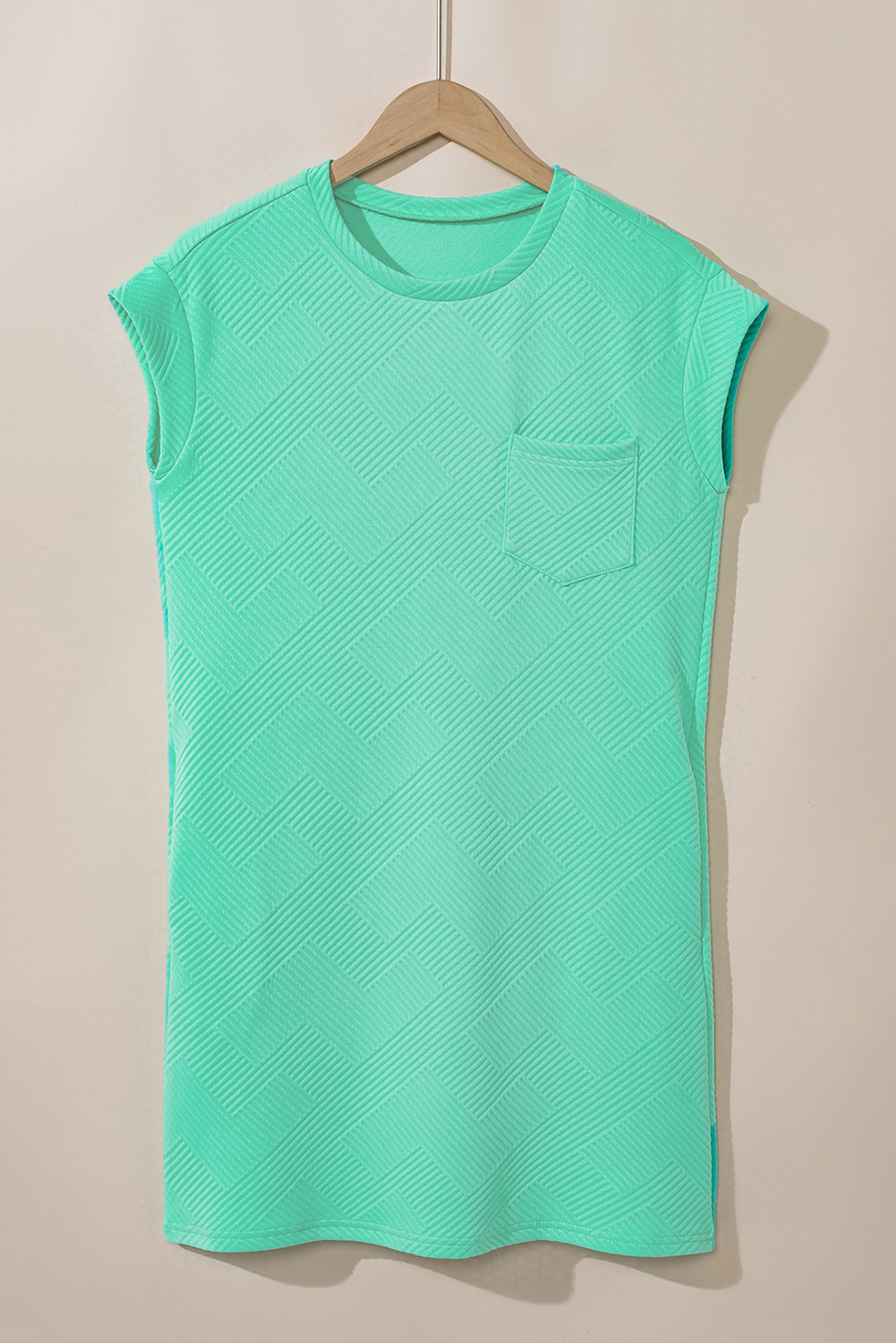 Textured Cap Sleeve Dress with Pockets in Mint or Pink