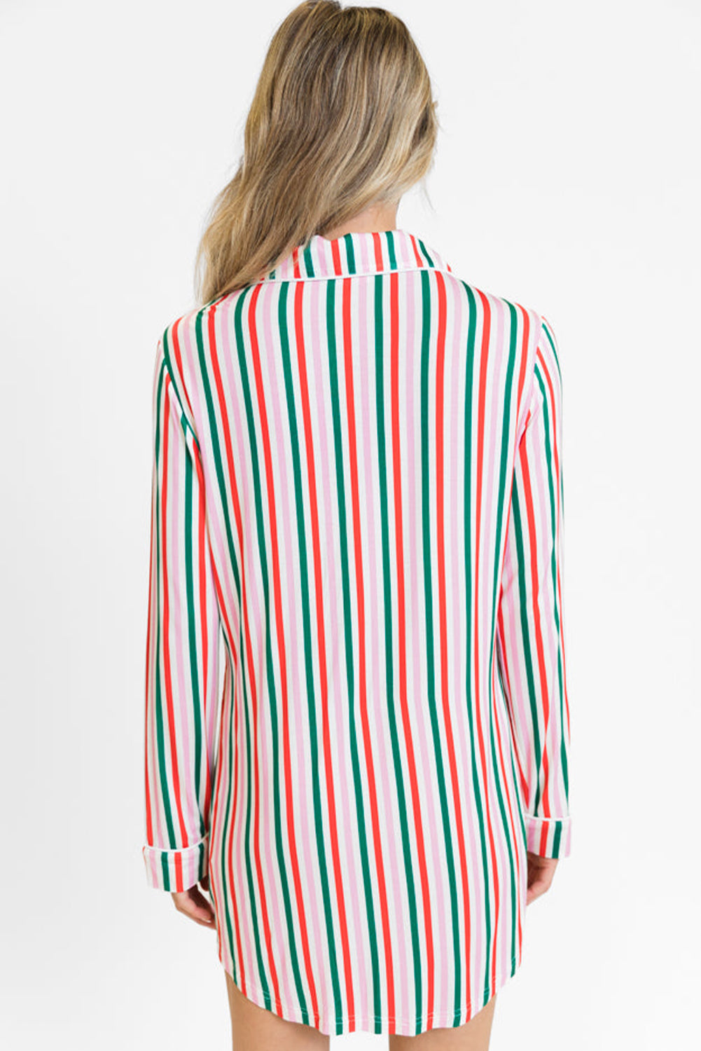 Pink Candy Stripe Christmas Long Sleeve Night Shirt