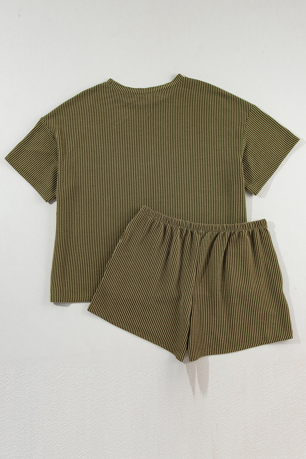 Ribbed Corded Knit Loose Fit Tee and Shorts Set