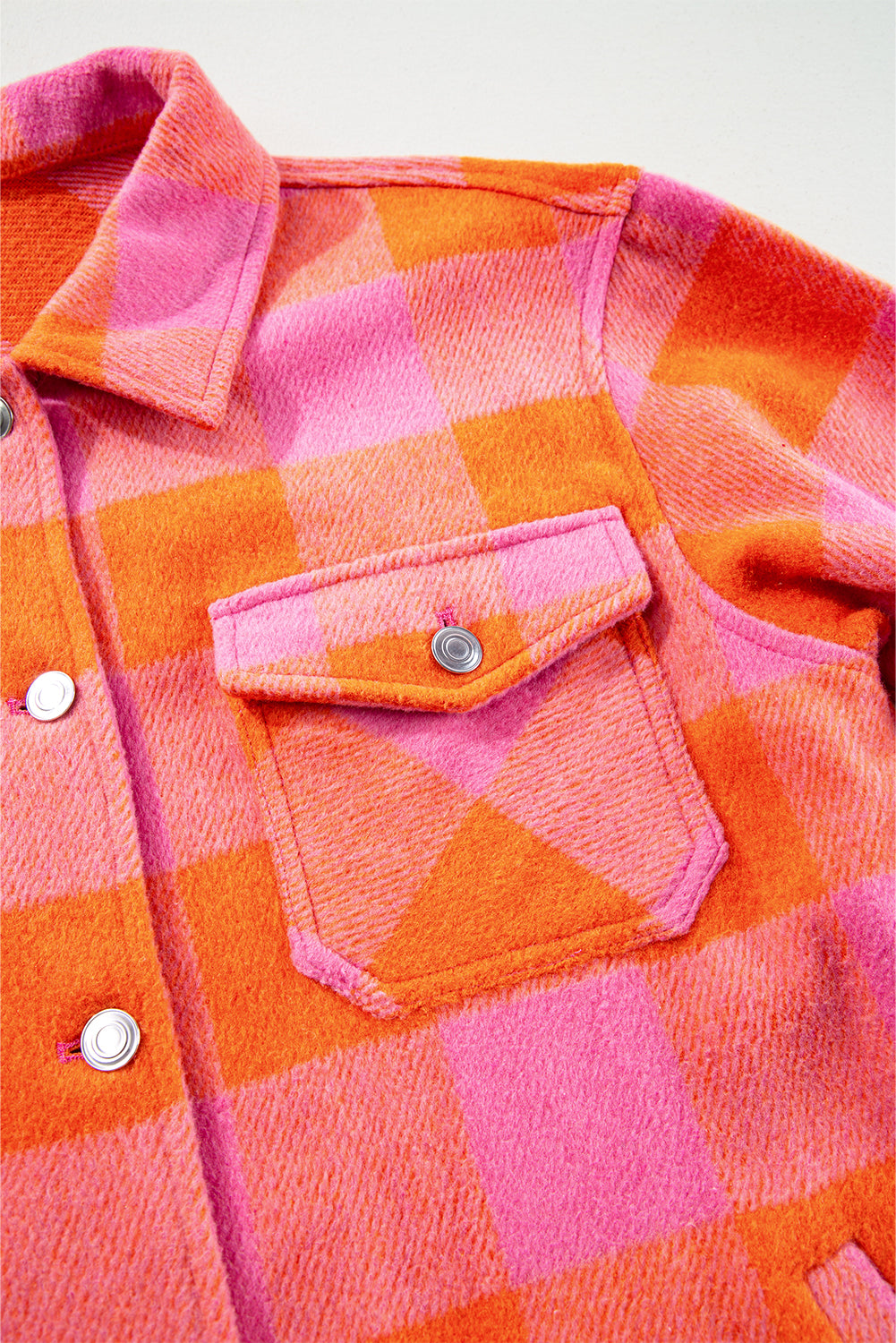 Orange and Pink Checkered Button Down Collared Jacket