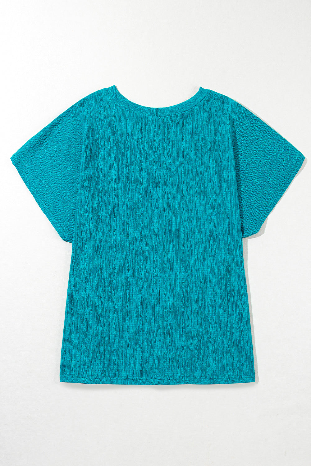 Teal Textured V-neck Plus Size Top