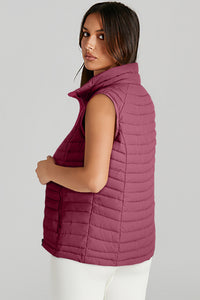 Quilted Full Zip Fuzzy Collar Puffer Vest