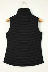 Quilted Full Zip Fuzzy Collar Puffer Vest