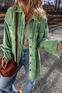 Soft Sage Button Up Corduroy Shacket