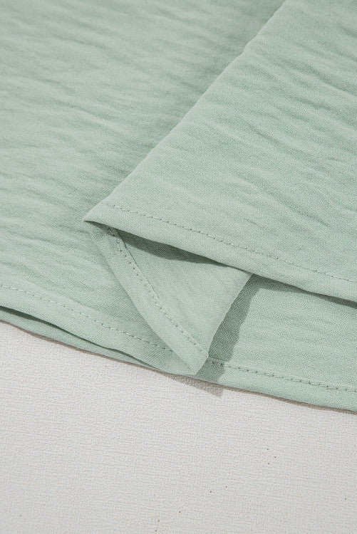 Sage Ruffled Cap Sleeve Textured Blouse