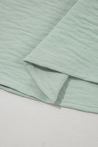 Sage Ruffled Cap Sleeve Textured Blouse