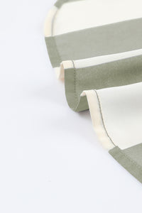 Sage & White Striped Relaxed Hi Lo Button Up Shirt