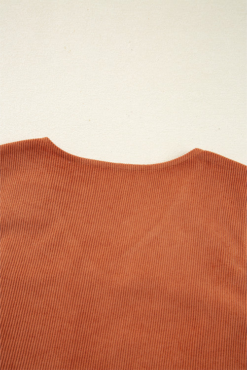 Rust Corduroy Western Embroidered Pocket Shift Sleeveless Mini Dress