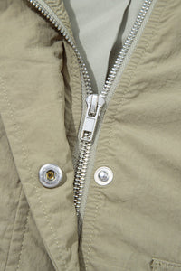 Light Olive Green Cropped Zip Up Hooded Utility Jacket