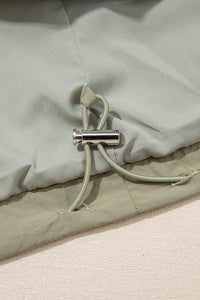 Light Olive Green Cropped Zip Up Hooded Utility Jacket