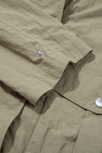 Light Olive Green Cropped Zip Up Hooded Utility Jacket