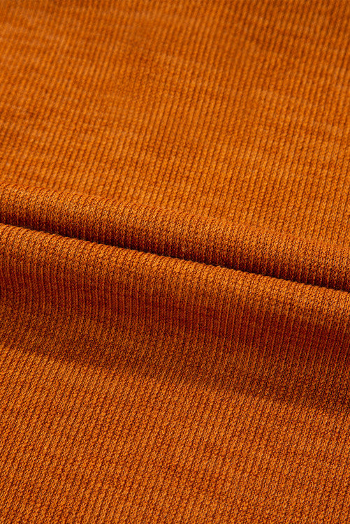 Rust Diamond Pattern Chest Pocket Hooded Henley Top
