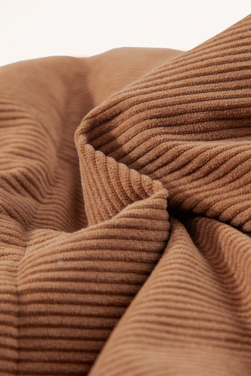 Light Brown Corduroy Zip Up  Mock Neck Puffer Vest