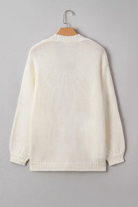 Cream Pumpkin Applique Open Front Drop Shoulder Long Cardigan