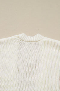 Cream Pumpkin Applique Open Front Drop Shoulder Long Cardigan