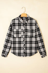 Black and White Plaid Chest Pockets Button Down Shirt