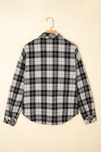 Black and White Plaid Chest Pockets Button Down Shirt
