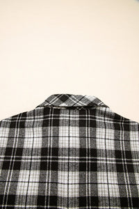 Black and White Plaid Chest Pockets Button Down Shirt