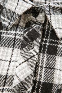 Black and White Plaid Chest Pockets Button Down Shirt