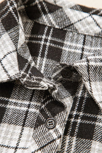 Black and White Plaid Chest Pockets Button Down Shirt