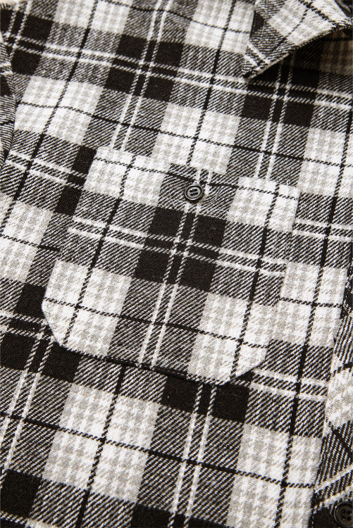 Black and White Plaid Chest Pockets Button Down Shirt