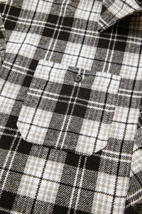 Black and White Plaid Chest Pockets Button Down Shirt