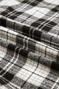 Black and White Plaid Chest Pockets Button Down Shirt