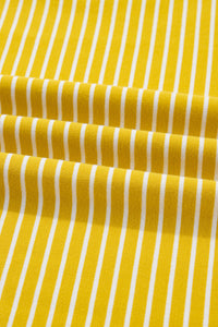 Yellow Stripe and Sage Floral Contrast Long Sleeve Plus Size Top