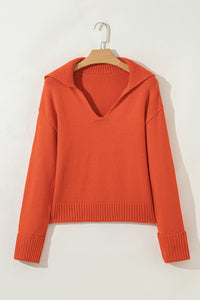 Sailor Collar V-Neck Long Sleeve Knit Sweater