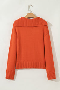 Sailor Collar V-Neck Long Sleeve Knit Sweater
