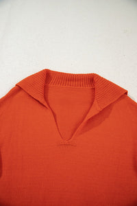 Sailor Collar V-Neck Long Sleeve Knit Sweater