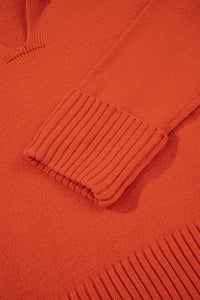 Sailor Collar V-Neck Long Sleeve Knit Sweater