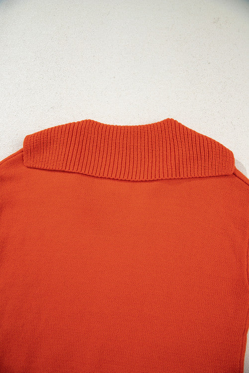 Sailor Collar V-Neck Long Sleeve Knit Sweater