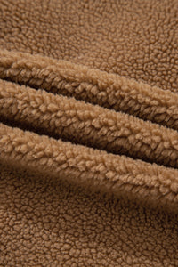 Light Brown Contrast Trim Tie Front Sherpa Vest