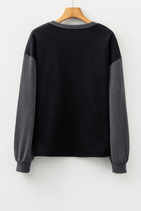 Black Embellished Jack-o-lantern Pumpkin Long Sleeve Top