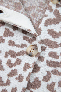 Leopard Print Drop Shoulder Button Down Cardigan Sweater