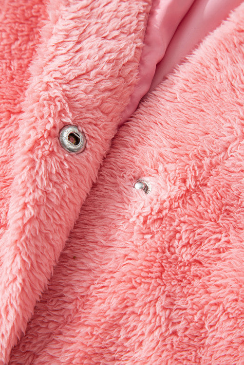 Pink Varsity Stripe Trimmed Oversized Fuzzy Plush Vest