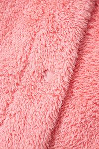 Pink Varsity Stripe Trimmed Oversized Fuzzy Plush Vest
