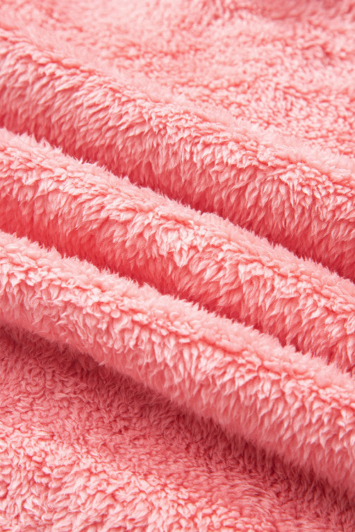 Pink Varsity Stripe Trimmed Oversized Fuzzy Plush Vest